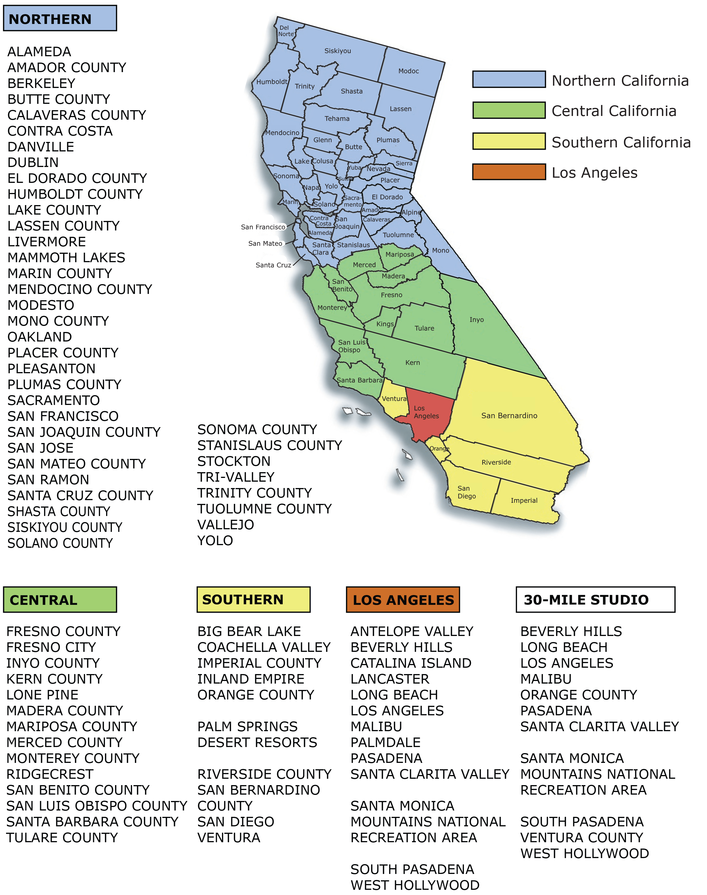 Click to Enlarge CA Map of Counties and Regions